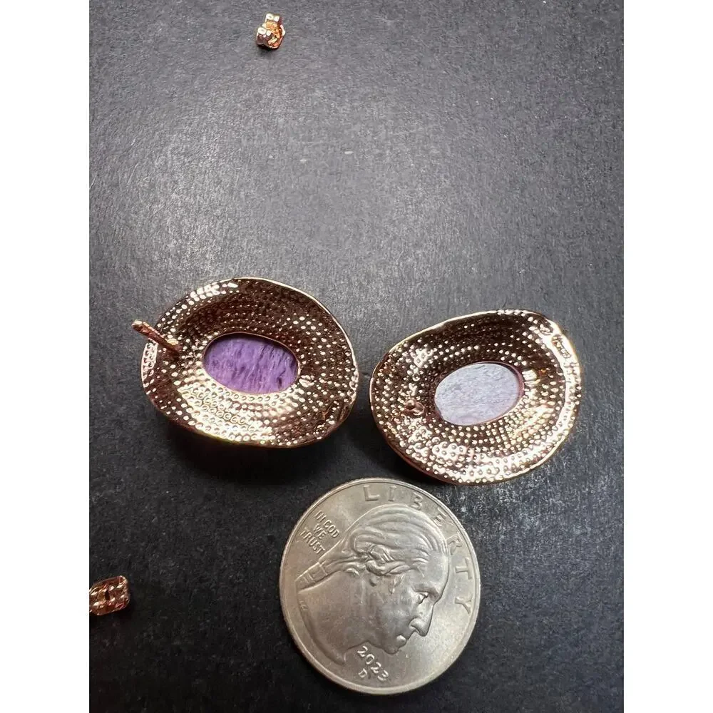 NEW Nate & Etan charoite earrings in rose gold over bronze